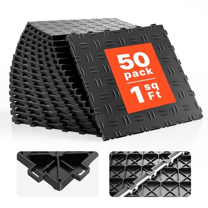Garage Floor Tiles 12 x 12 x 0.53 inch (50 Pack Tile / Black)