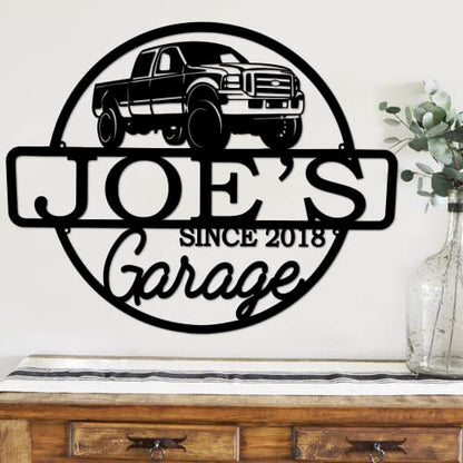 Personalized Metal Name Garage Sign (Design 1)