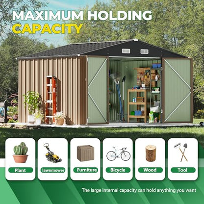 10x10 FT Outdoor Storage Shed (Brown / 10x10 FT)