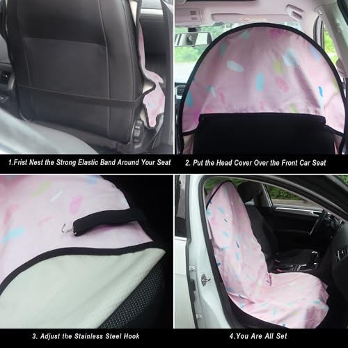 Car Seat Cover Protector Front Seats (1Pcs Front Seat Towel / Pink Marbling)