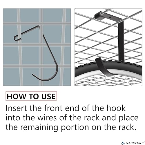Bike Hooks for Garage Ceiling Mount Rack (Flat Hook 4 Pack)
