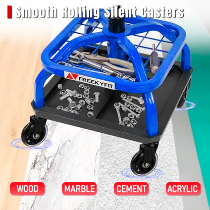 Rolling Shop Stool with Wheels (Blue)