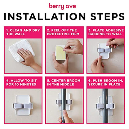 Combo 5 Slot Broom Holder w (1 Pack w/ Small Broom Holder / Grey)