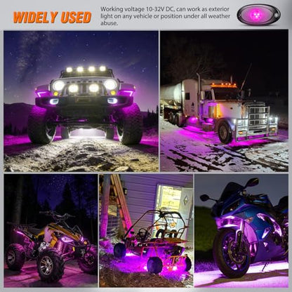 6 PCS Pink Purple LED Rock Lights Underglow Wheel Well Fender Pods (Purple / 6Pcs Pods)