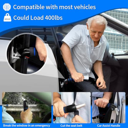 2Pack Car Door Handle for Elderly Car Handle Assist Support Multifunction for Seniors and Handicapped (Blue)