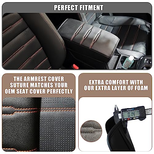Armrest Cover for Honda CR (11) 23+ |CR-V| Black/Orange Stitching, Regular)