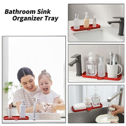 Silicone Soap Dish with Drain Spout (Red / L(12"×4"))