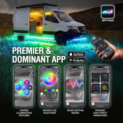 Aura DreamColor Underglow Chasing Lights for RV with APP & Remote (4. RV Class B & B+)
