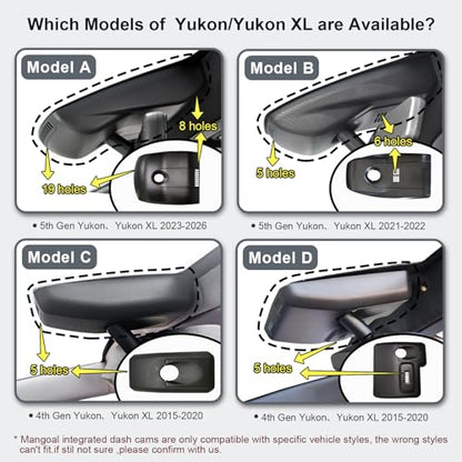 4K Dash Cam Custom fit for GMC Yukon (Model D Front 4K Only)