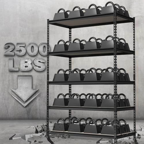 Metal Shelving with Particle Board (48"W x 24"D x 72"H(Black))