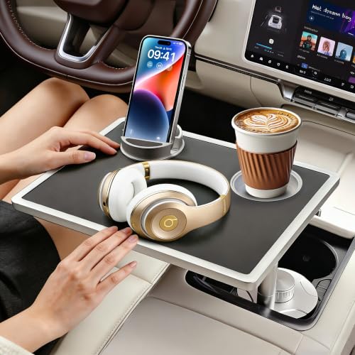 Car Desk for Laptop 360° Rotating Tesla Tray with Cup Holder Phone Stand (𝗦𝗾𝘂𝗮𝗿𝗲 · Black / 𝗔𝗺𝗮𝘇𝗼𝗻 𝗖𝗵𝗼𝗶𝗰𝗲)