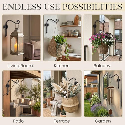 Plant Hangers Outdoor or Indoor Heavy Duty Wall Bracket Hooks (7.5 Inch / Axe Hooks)