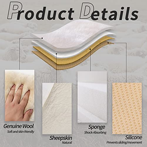 Genuine Sheepskin Car Seat Cushion Seat Covers for Cars Trucks SUV Comfort Seat Protector Pad for Car Driver Seat Car Accessories for Women Office Chair Car Decor (Black / Front Seat Cushions-2 Pcs)