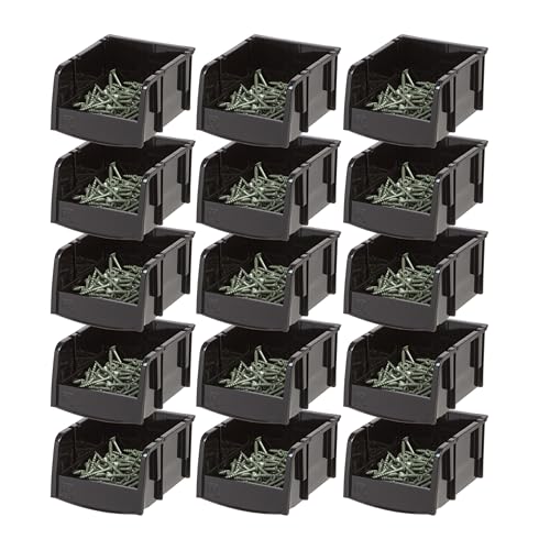 15-Pack, Extra Small Stackable Storage Bins, Black (Extra Small - 15 Pack / Black)