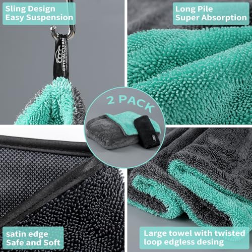Crystal Clean 1300 GSM Car Drying Towel (Green / Pack of 1)