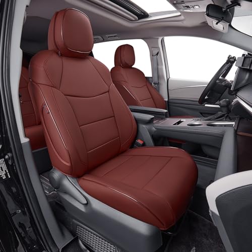 Sienna Seat Covers for 2021 (Leather (Burgundy) / 2021-2026,2nd Row Captian Chair(Without Legrest))