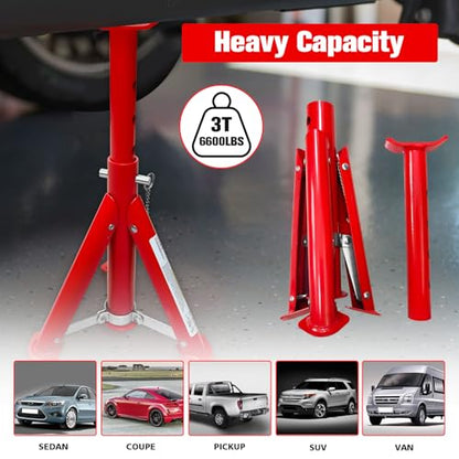 Foldable Jack Stands 3 Ton (3 Ton Foldable Jack Stands / Red)