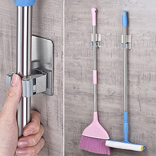 4 Pack Stainless Steel Mop Broom Holder Organizer (Model 1 (4 Pakck))