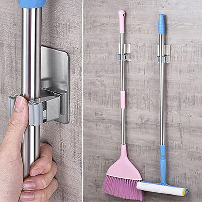 4 Pack Stainless Steel Mop Broom Holder Organizer (Model 1 (4 Pakck))