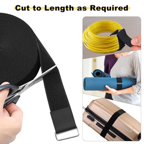 1.5"x32ft Hook and Loop Straps with 30 Metal Buckles (1.5in x 32ft Black)