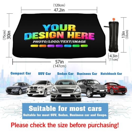 Custom Windshield Sun Shade Umbrella Foldable Personalized Sunshade (Custom 1)
