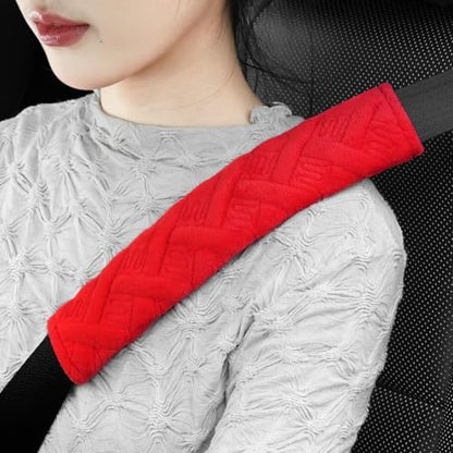 2 Pack Universal Car Seat Belt Pads Cover for A More Comfortable Driving (red)