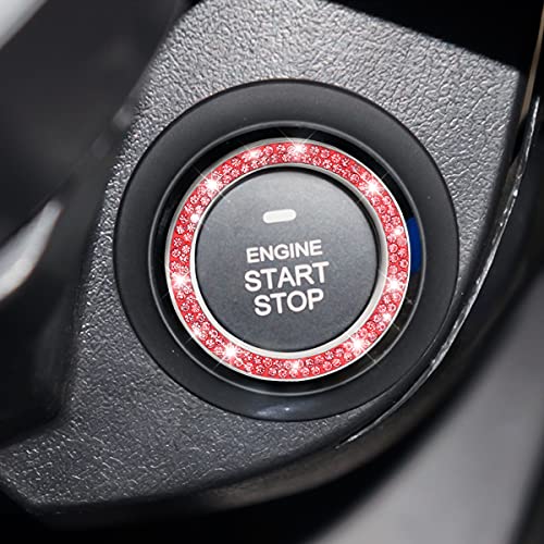 2PCS Zinc Alloy Rhinestone Engine Start Button Rings (Red)