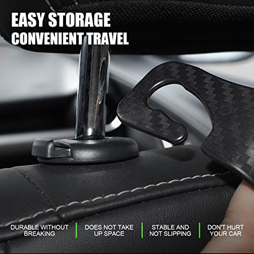 4 Pack Headrest Hooks for Vehicle Seats (Carbon Fibre/Black)