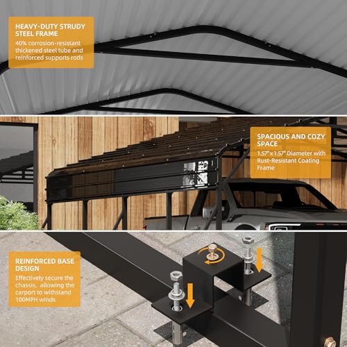 20' x 20' x 8.5' Heavy Duty Metal Carport with Galvanized Steel Roof (20x20 FT Upgrade)