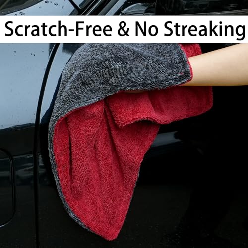 1000GSM Car Drying Towel (Red / 18"*24")