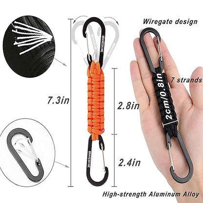 1 Black 1 Orange Paracord Keychain Hooks Carabiner Clips (1 Black 1 Orange)