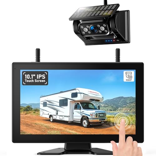 10.1" Magnetic Solar Wireless Backup Camera System (Black / 10'' 1 CAM Rear View)