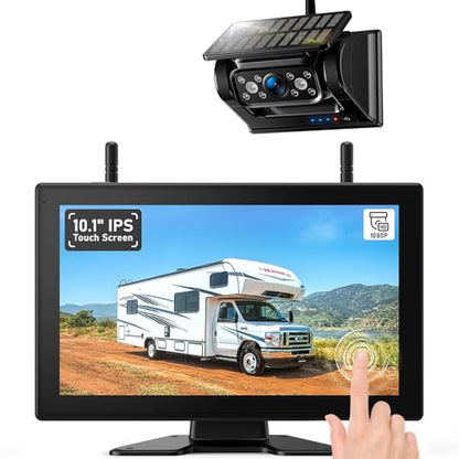 10.1" Magnetic Solar Wireless Backup Camera System (Black / 10'' 1 CAM Rear View)
