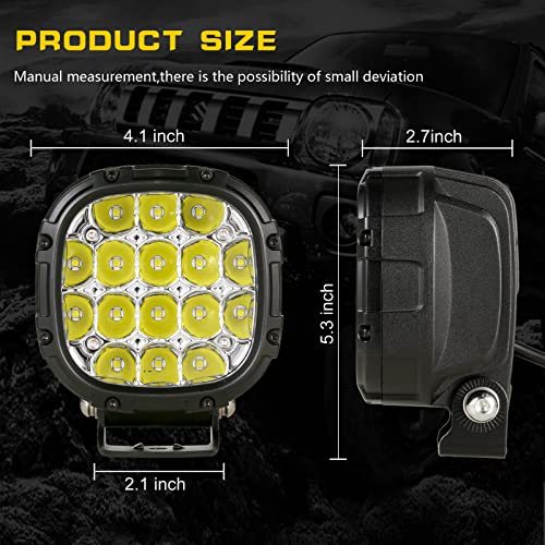4" Round LED Offroad Lights Driving Offroad Pod Lights Fog Lights (White 6000K)