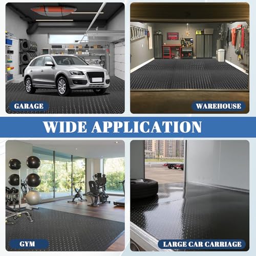 5Ft x 12Ft Rubber Flooring Mats 1.6mm Diamond Plate Flooring Roll (1.6mm-5Ft x 12Ft-Black)