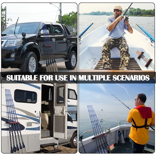 2 Pcs Magnetic Fishing Rod Holder for Car Fishing Pole Rack Vertical Rod Storage Holders for Truck Bed Boat Wall Garage Door (Red / 6 Rods)