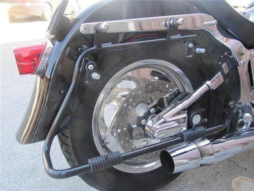 Motorcycle Hard Saddlebags with Black Conversion Brackets Fit For Harley Softail Deluxe Heritage Softail 1984 (Vivid Black W/ Chrome Latches)