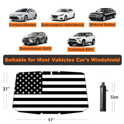 Windshield Sun Shade Umbrella for Car Front Window Sun Visor for Windshield Car Summer Accessories Protect Interior from UV Rays & Heat for Sedan (US Flag)