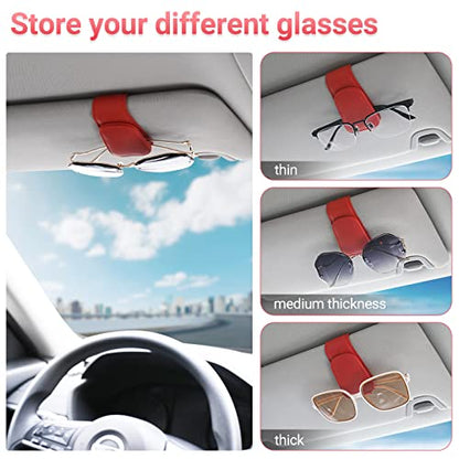 Sunglass Holder for Car Sun Visor Sunglasses Clip Car accessories (Red)