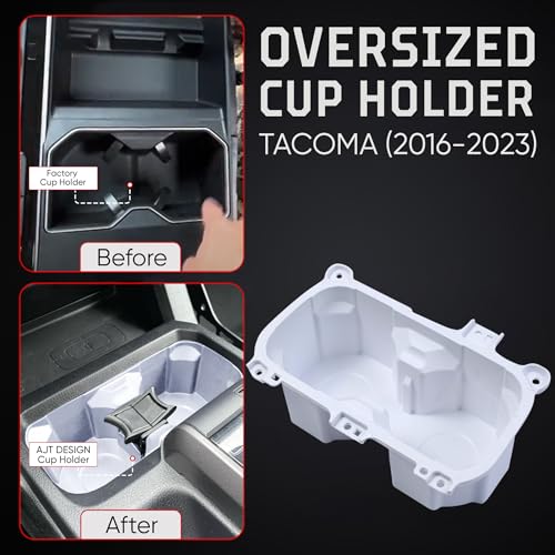 Oversized Cup Holder for Toyota Tacoma (White / Without Rubber Tray)