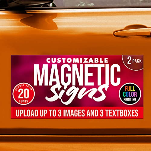 2 Pack Personalized Magnetic Signs for Vehicles (Design G)