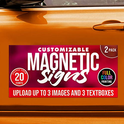 2 Pack Personalized Magnetic Signs for Vehicles (Design G)