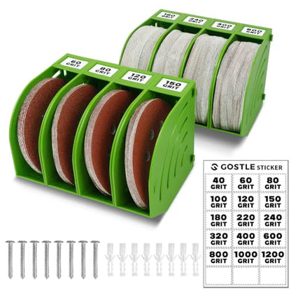 5 Inch Professional Sanding Discs Tool Storage Boxes Set (8 bins / Green)