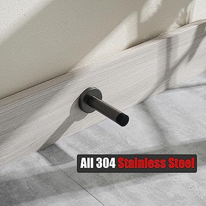 Door Stopper 304 Stainless Steel Thicken 1mm Sound Dampening Door Stop Bumper Wall Protetor 2 Pack (2 Pack / Brushed Grey)