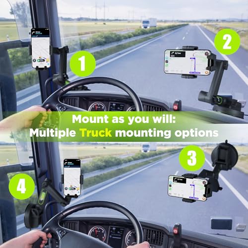 Cell Phone Mount for Truck Phone Holder for Truck Drivers (Black)