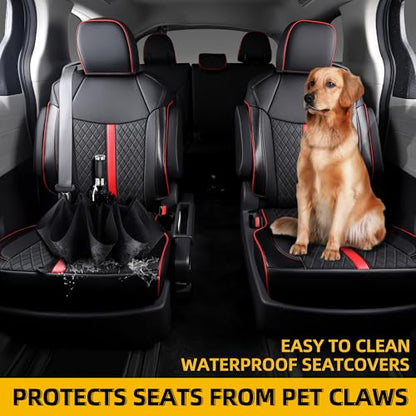 Custom Sienna Seat Covers for 2021 (Black with red Luxe / 7-seat)