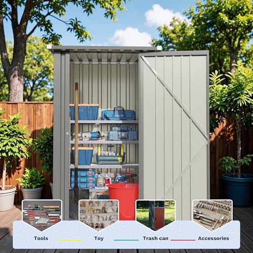 3x3 FT Outdoor Storage Shed (Gray / 3x3 FT)