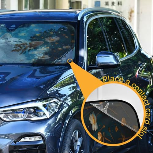 Car Windshield Sun Shade Cat Daisy Flowers Foldable Car Front Windshield Sunshade Blocks UV Rays Sun Visor Sun Heat Protection for Car Truck SUV to Keep Your Vehicle Cool (Small / Cat Daisy Flowers)