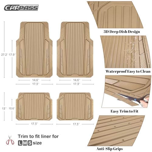 Heavy Duty Sporty Rubber Car Mats (beige)