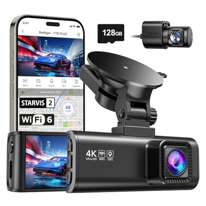 F7NP 4K Dash Cam Front Rear (F7NP-128GB SD Card)